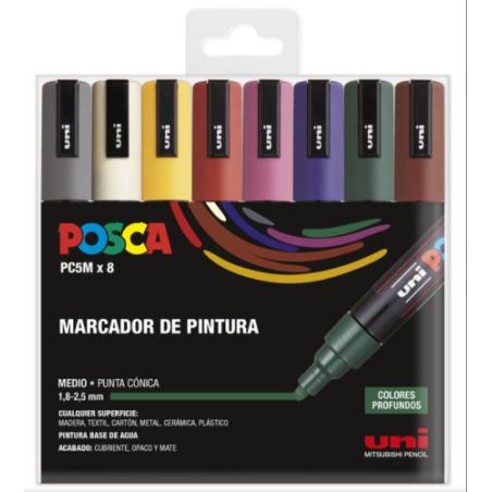 EST. 8 ROTULADORES UNI-BALL POSCA PC5M OSCUROS