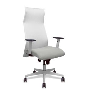 Sillón Sahuco blanco bali gris claro brazos blancos base blanca ruedas parqué 65mm
