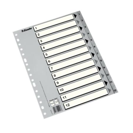 INDICE ESSELTE PP NUM.Fº ps.1-12 IND.B/N - Pack de 50 unidades