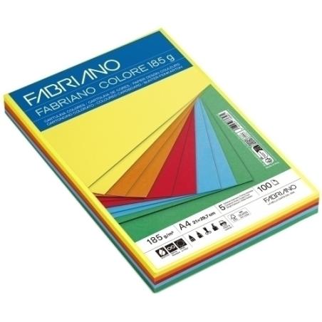 CARTULINA A4 FABR. 185g P/100 COL.INTEN.