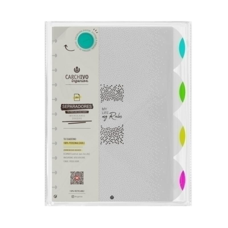 SEPARADORES CARCHIVO INGENIOX NEON PP A4 - Pack de 10 unidades