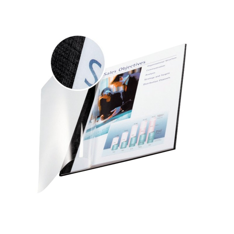 Leitz impressBIND archivador Cartón, Tereftalato de polietileno (PET) Negro, Transparente