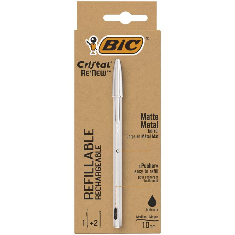 Cristal Renew Negro Bolígrafo 997201 - Pack de 3 unidades