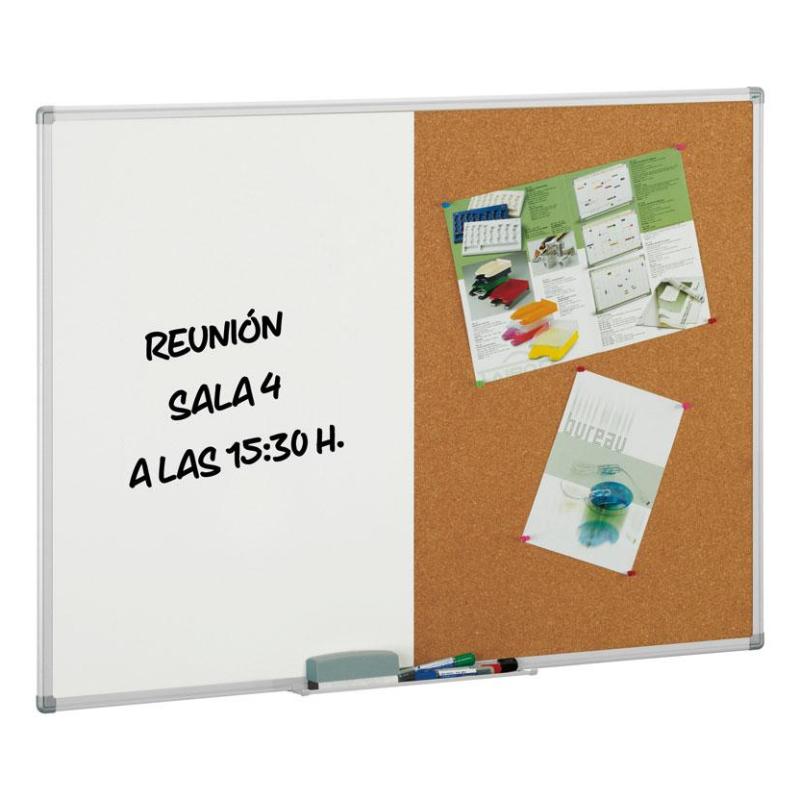Pizarra doble uso corcho/blanca 60x90 cm
