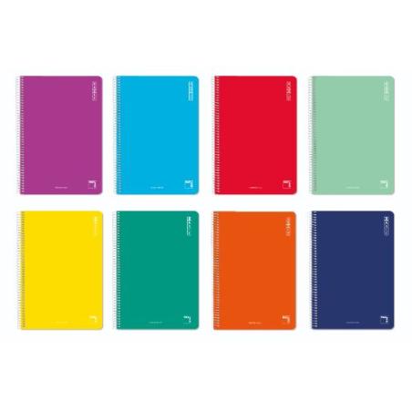 CUADERNO ESPIRAL SERIE BASIC TAPA BLANDA 60 GRS. FOLIO (215X310MM.) 80 HOJAS HORIZONTAL CON MARGEN 8 COLORES SURTIDOS PACSA 1641