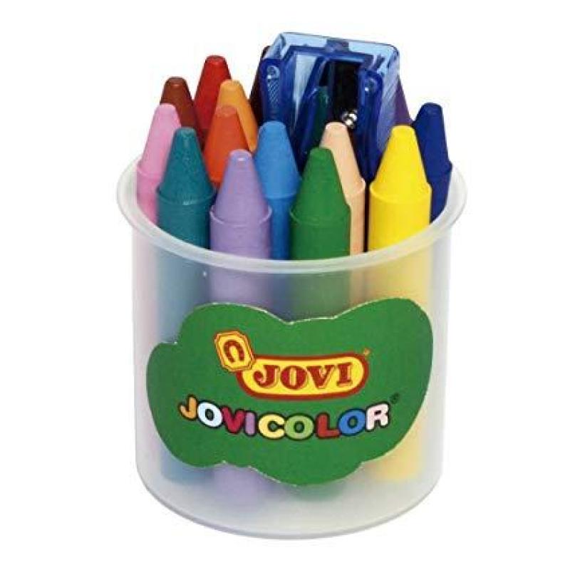 JOVI CERAS JOVICOLOR 75MM CON SACAPUNTAS COLORES SURTIDOS BOTE DE 16 980/16 - Pack de 6