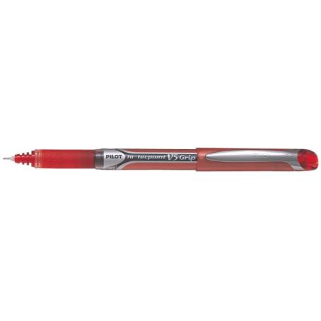 Hi-Tecpoint V5 Grip Rojo Bolígrafo Fino BXGPN-V5-R - Pack de 12 unidades