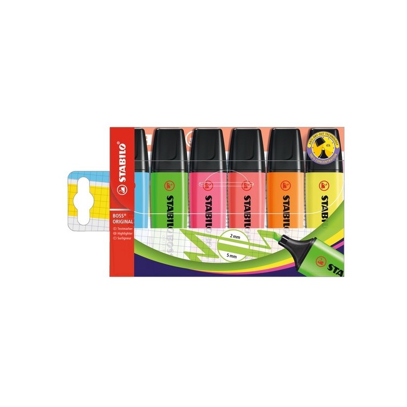 STABILO BOSS ORIGINAL marcador 6 pieza(s) Punta de cincel Multi