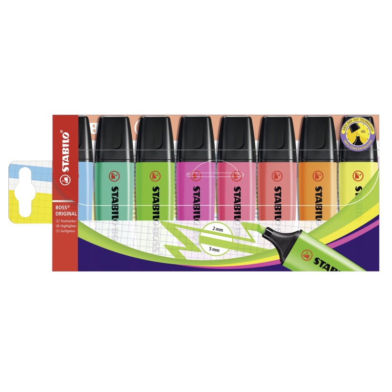 STABILO BOSS ORIGINAL marcador 8 pieza(s) Punta de cincel Multi