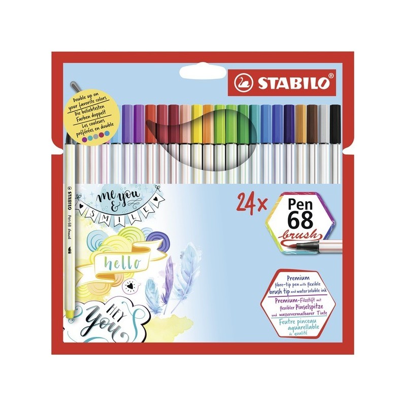 STABILO Pen 68 brush rotulador Multicolor 24 pieza(s)