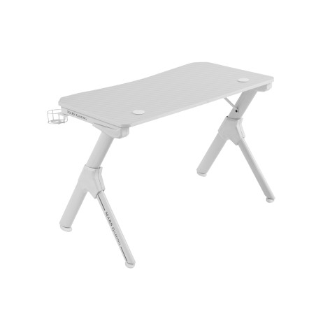 Mars Gaming MGD, Mesa Ergonómica Gaming, Soporte Auriculares y Bebidas, Escritorio PC, 110x60cm, Blanco