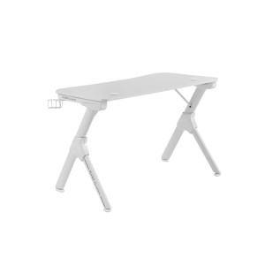 Mars Gaming MGD, Mesa Ergonómica Gaming, Soporte Auriculares y Bebidas, Escritorio PC, 110x60cm, Blanco