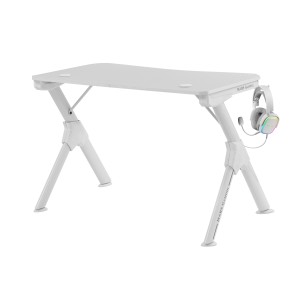 Mars Gaming MGD, Mesa Ergonómica Gaming, Soporte Auriculares y Bebidas, Escritorio PC, 110x60cm, Blanco