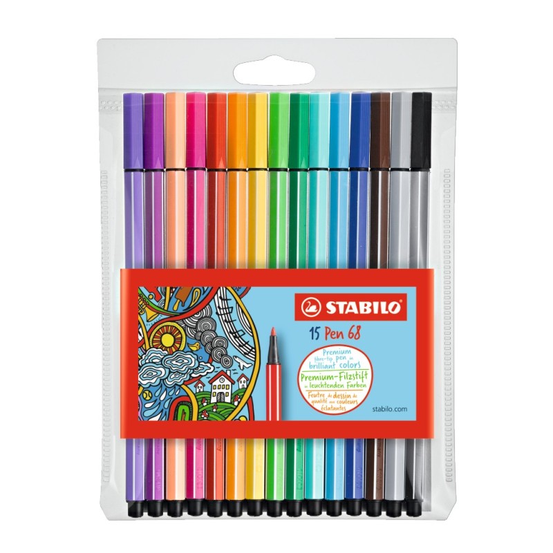 STABILO Pen 68 rotulador Multicolor 15 pieza(s)