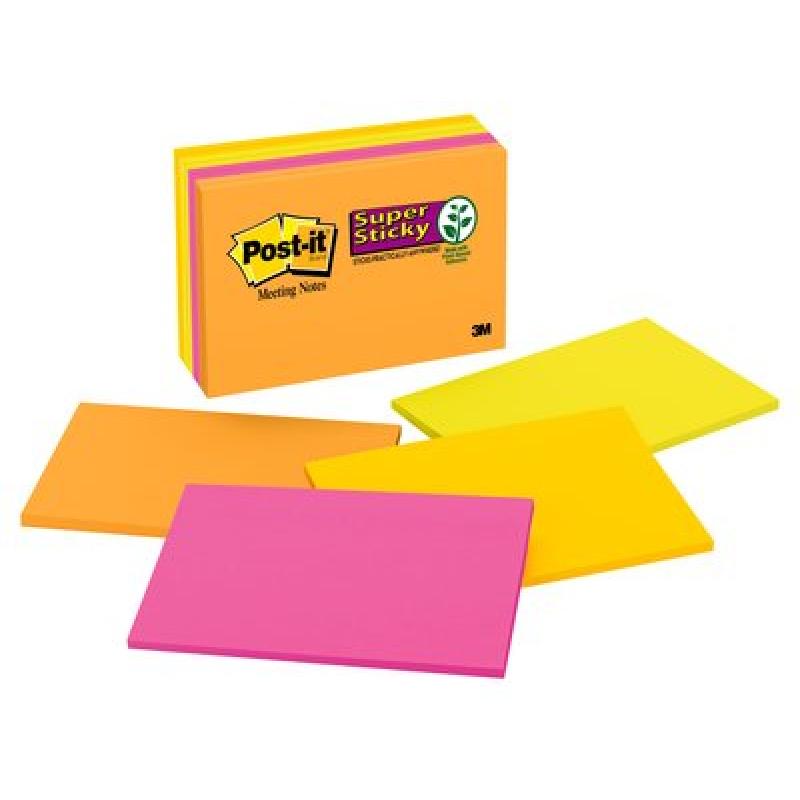 Super Sticky Notes, 6 in x 4 in, Rio de Janeiro Collection, 8 Pads/Pack nota autoadhesiva Naranja, Rosa, Amarillo 45 hojas Autoa