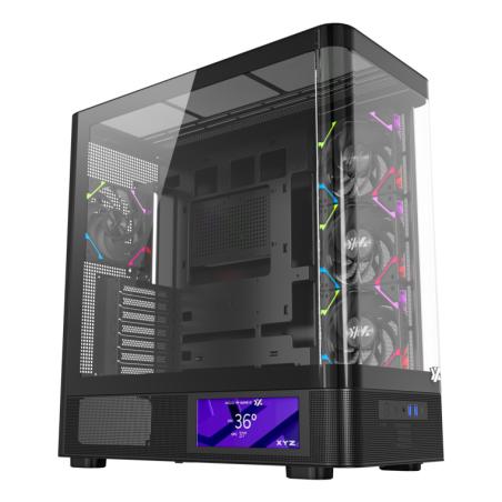 QUANTUM PRO, TORRE GAMING , 4x VENTILADORES, PWM, BTF, PANTALLA 6,2" , TIPO C , ATX, NEGRA