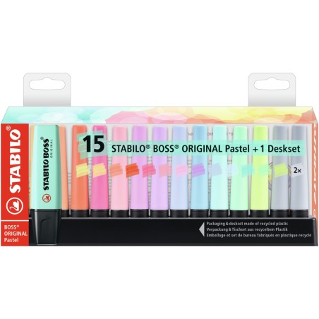 STABILO Boss Original Pastel marcador 15 pieza(s) Punta de cincel Multicolor