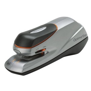 Rexel Grapadora Optima Grip eléctrica plateada negra