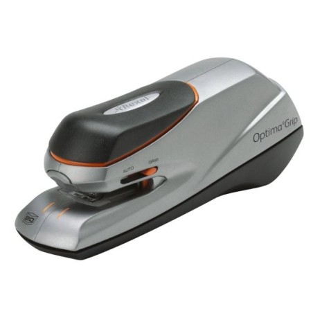 Rexel Grapadora Optima Grip eléctrica plateada negra
