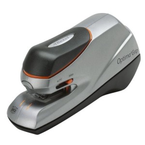 Rexel Grapadora Optima Grip eléctrica plateada negra