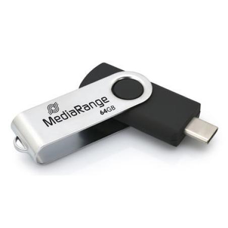 MR1953 unidad flash USB 64 GB USB Tipo C 3.2 Gen 1 (3.1 Gen 1) Negro, Plata