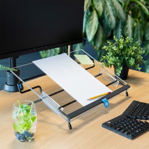 R-Go Tools Portadocumentos R-Go Flex Read, ergonómico, con reposamuñecas de espuma blanda, acrílico transparente