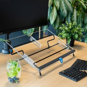 R-Go Tools Portadocumentos R-Go Flex Read, ergonómico, con reposamuñecas de espuma blanda, acrílico transparente