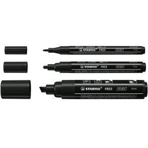 STABILO FREE Acrylic marcador 3 pieza(s) Negro