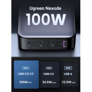 Ugreen Nexode Universal Gris Corriente alterna Carga rápida Interior