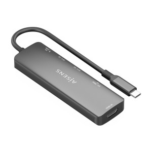 AISENS USB-C Dock 6 en 1, USB-C A, 1x HDMI, 2x USB-A, 1x USB-C PD 100W, 1x SD, 1x MicroSD, Gris, 15cm