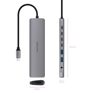 Nanocable Hub USB-C 8 en 1, Conversor USB-C 3.1 a 2xUSB-A 3.0 + 3xUSB-C 3.0 + USB-C PD + HDMI 4K@60Hz + Audio Jack 3.5,