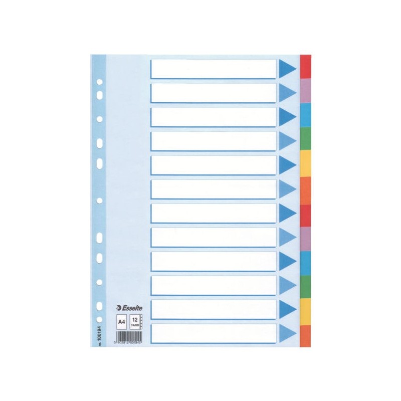 Esselte Multi-coloured Cardboard Dividers divisor 10 pieza(s)