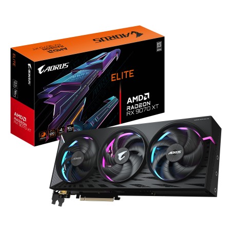 GIGABYTE AORUS Radeon RX 9070 XT ELITE 16G Tarjeta Gráfica - 16GB GDDR6, 256 bits, PCI-E 5.0, 3100 MHz Frecuencia Base, 2 x