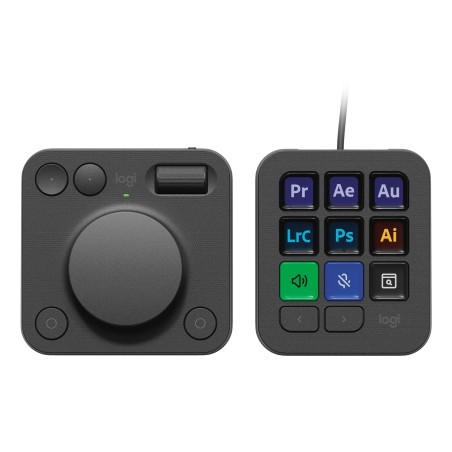 Logitech MX Creative Console, keypad programable con 9 teclas LCD personalizables y dial de control para diseño gráfico,