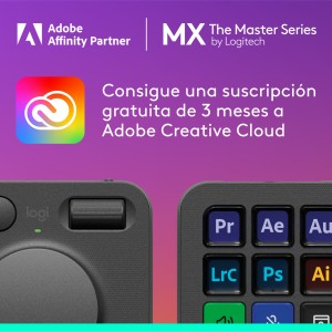 Logitech MX Creative Console, keypad programable con 9 teclas LCD personalizables y dial de control para diseño gráfico,