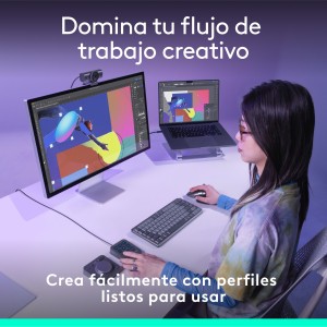 Logitech MX Creative Console, keypad programable con 9 teclas LCD personalizables y dial de control para diseño gráfico,