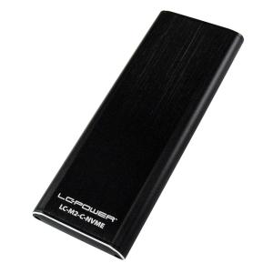 LC-M2-C-NVME caja para disco duro externo Caja externa para unidad de estado sólido (SSD) Negro M.2
