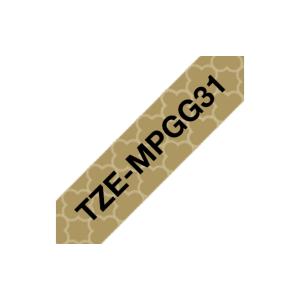 TZE-MPGG31 cinta para impresora de etiquetas Negro en el oro