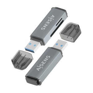 AISENS Lector De Tarjetas SD, Micro SD, MMC, Rs-MMC, MMC Micro, USB-A, Gris
