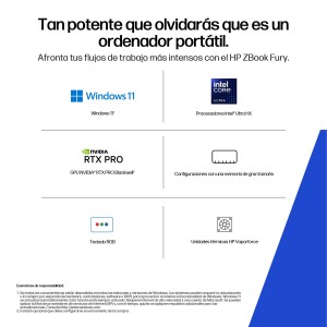 HP ZBook Fury G1i 18 inch Mobile Workstation PC Wolf Pro Security Edition - Data Science Intel Core Ultra 9 285HX Estación de