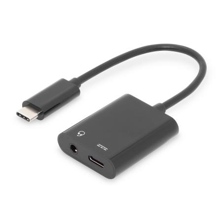 Adaptador / convertidor USB Type-C, de Type-C a USB Type-C + toma de 3,5 mm.