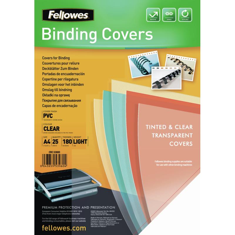 5380001 cubierta A4 PVC Transparente 25 pieza(s)