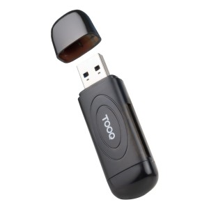TooQ Lector de Tarjetas USB 3.0, 2 en 1, SD TF, Negro