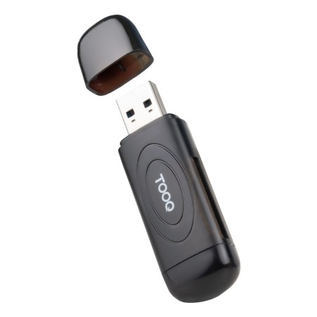 TooQ Lector de Tarjetas USB 3.0, 2 en 1, SD TF, Negro