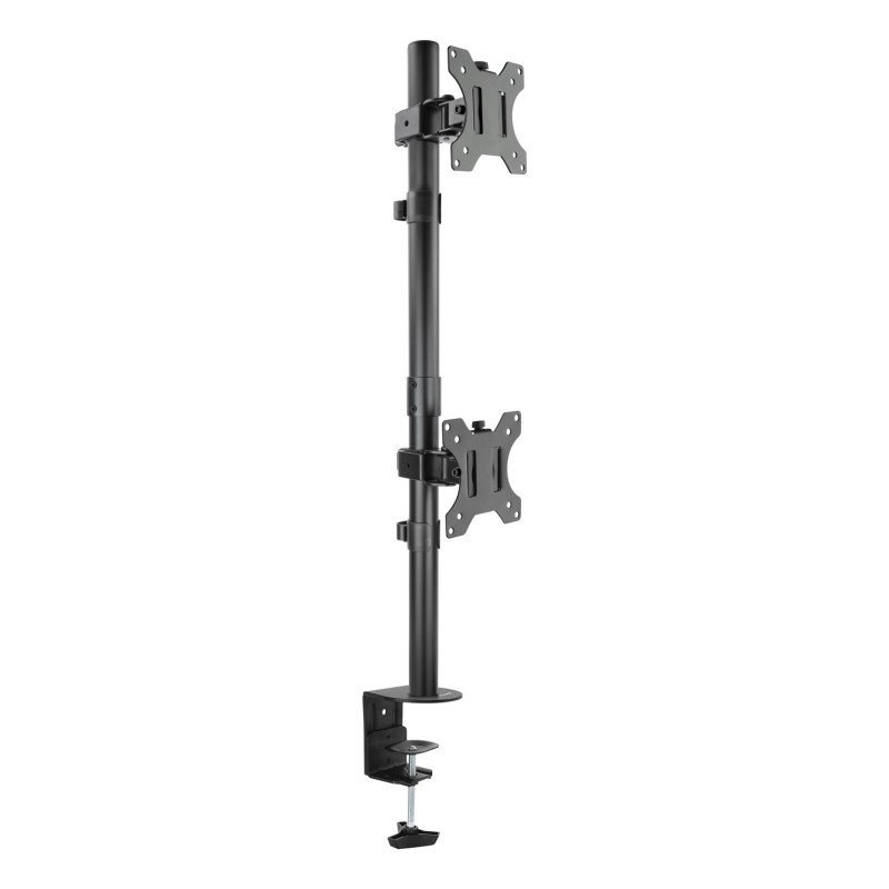TooQ Soporte de Mesa, Giratorio e Inclinable, Vertical, para 2 Pantallas 13”-32”, Negro