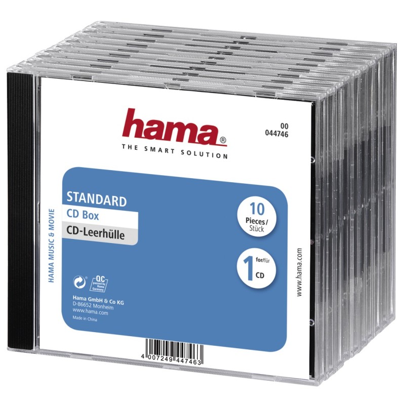 Hama CD Jewel Case Standard, Pack 10 1 discos Transparente