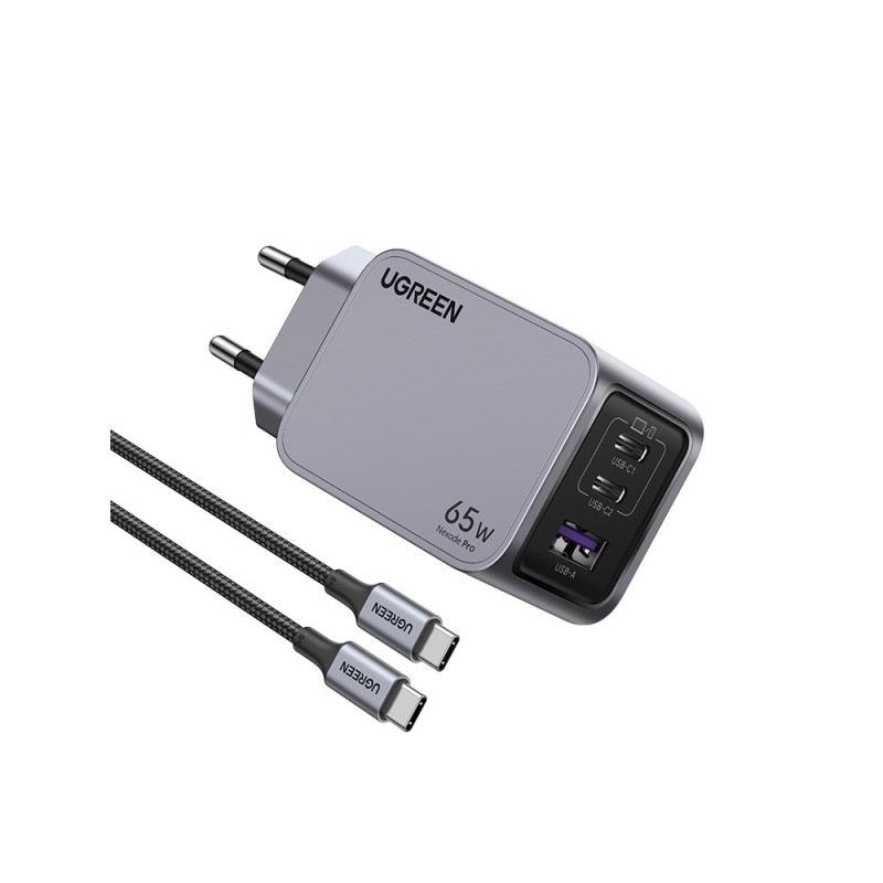 Ugreen 25871 cargador de dispositivo móvil Universal Gris Corriente alterna Carga rápida Interior