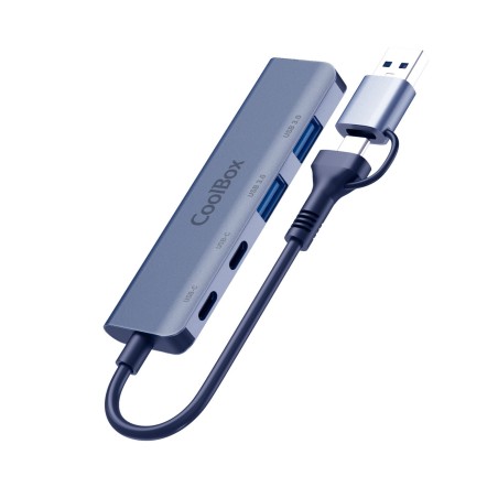 CoolBox HUB4 LITE USB-C A 4 PUERTOS 2USB-C Y 2USB-A 3.2 GEN1 ALUMINIO