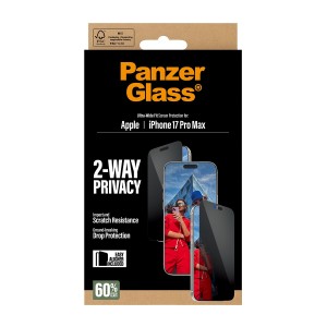 PanzerGlass ® 2-Way Privacy Screen Protector iPhone 17 Pro Max | Ultra-Wide Fit w. EasyAligner Protector de pantalla Apple 1