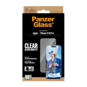 PanzerGlass ® Screen Protector iPhone 17 | iPhone 16 Pro | Ultra-Wide Fit w. EasyAligner Protector de pantalla Apple 1 pieza(s)